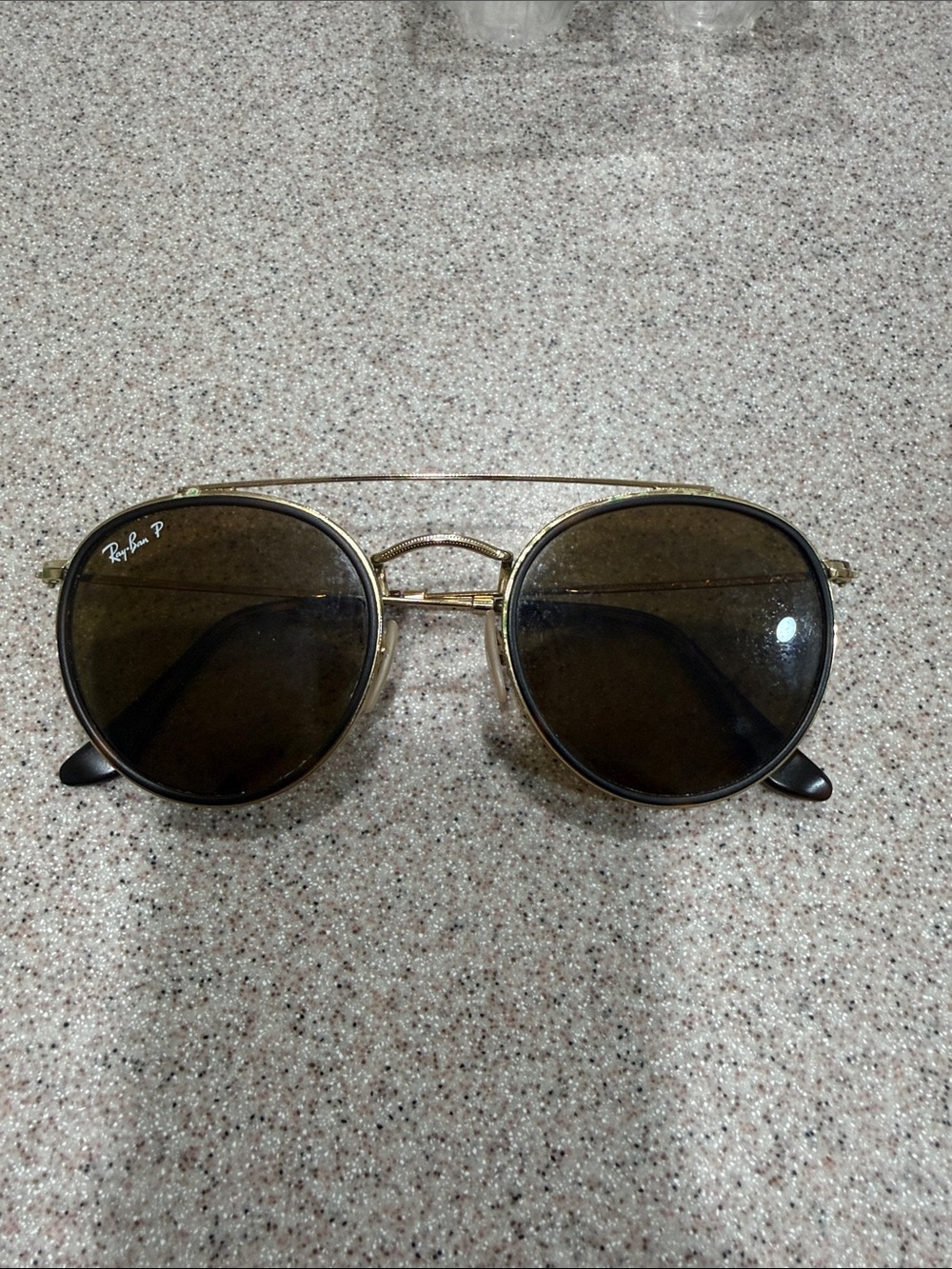 Ray-Ban Gold Frame Sunglasses with Brown Lenses